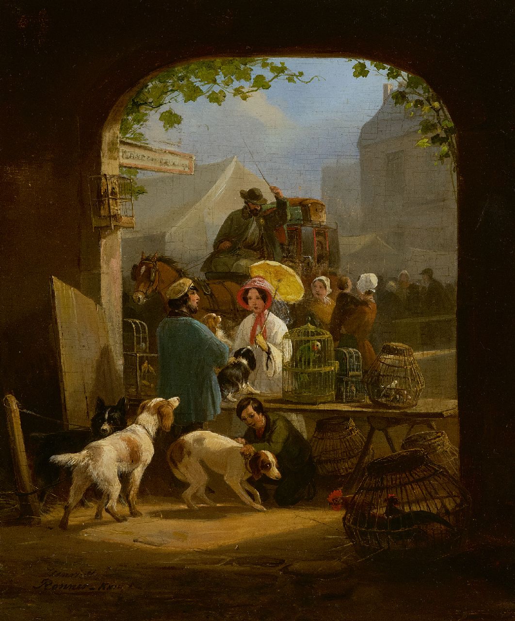 Ronner-Knip H.  | Henriette Ronner-Knip, The pet shop, oil on panel 28.2 x 24.5 cm, signed l.l.