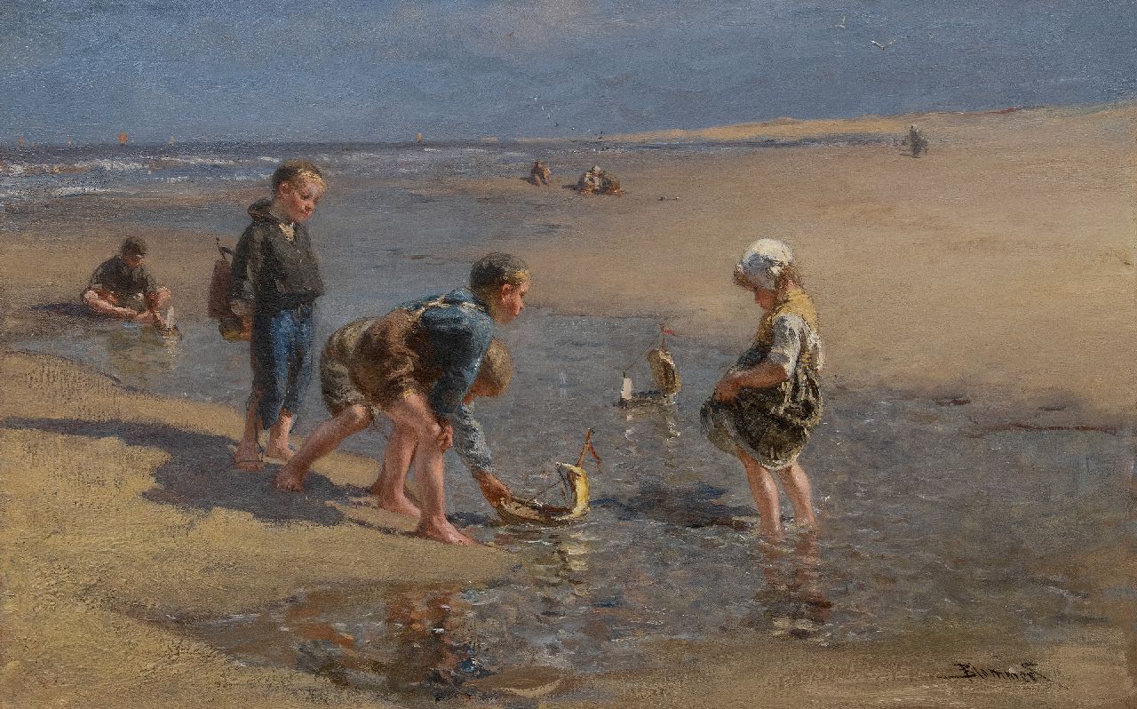 Blommers B.J.  | Bernardus Johannes 'Bernard' Blommers | Paintings offered for sale | The young navigators, oil on canvas 67.0 x 103.3 cm, signed l.r. and painted ca. 1875