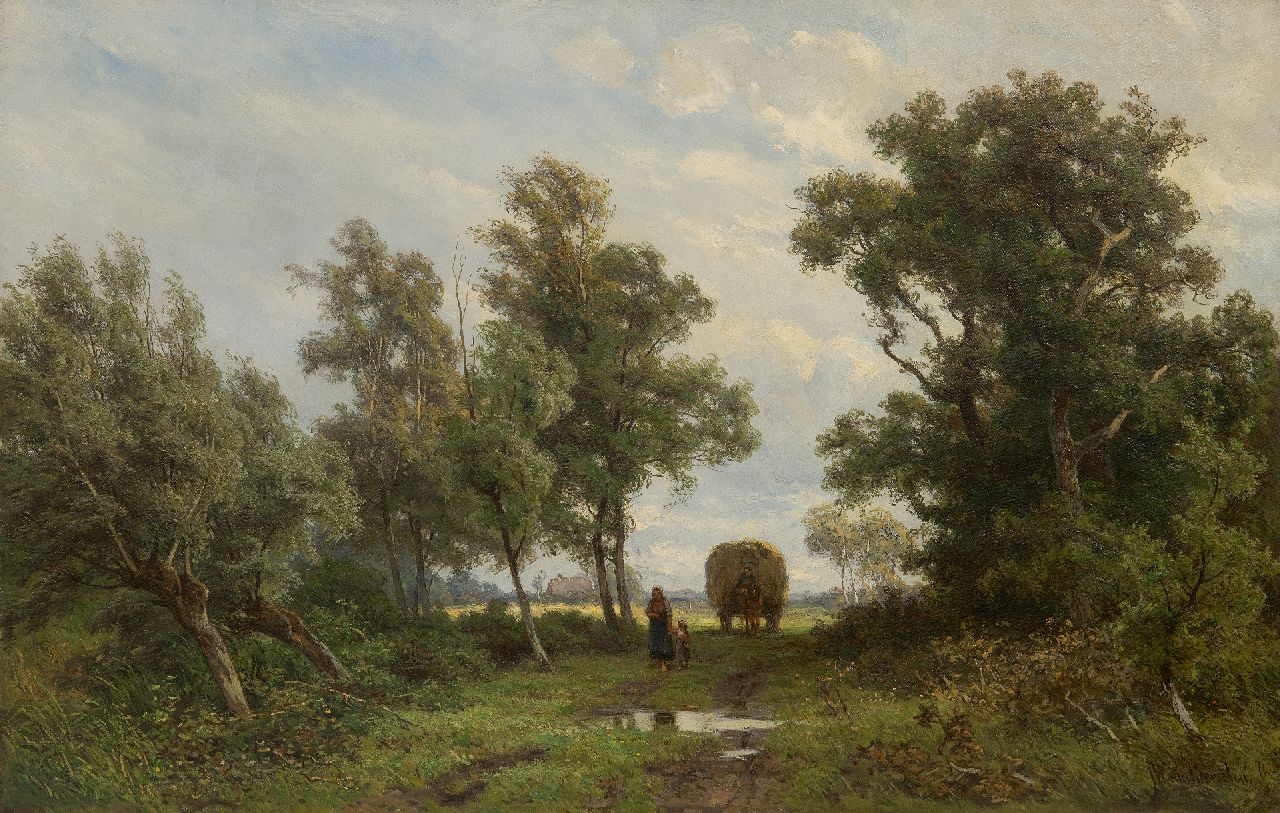 Borselen J.W. van | Jan Willem van Borselen | Paintings offered for sale | Homeward bound after haymaking, oil on canvas 45.0 x 70.3 cm, signed l.r.