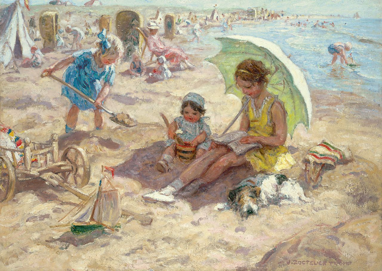 Zoetelief Tromp J.  | Johannes 'Jan' Zoetelief Tromp | Paintings offered for sale | Children playing on the beach of Katwijk, oil on canvas 68.3 x 95.9 cm, signed l.r. and on the reverse