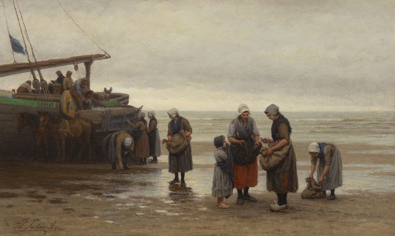 Philip Sadée | Fish for the poor, oil on panel, 31.3 x 52.0 cm, signed l.l. and dated '73