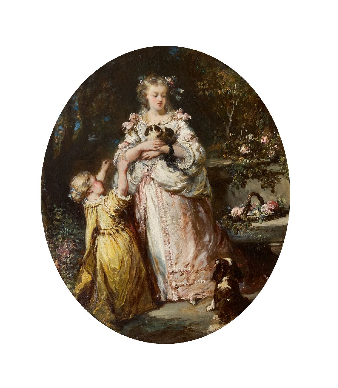 Eugène Isabey | The newborns, oil on canvas, 47.3 x 39.2 cm, signed l.r. and dated 1852