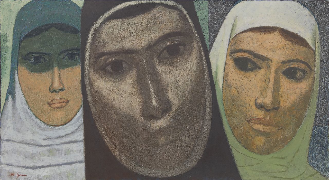 Iyem N.  | Nuri Iyem, Portrait of three women, oil on canvas 53.5 x 99.0 cm, signed l.l.