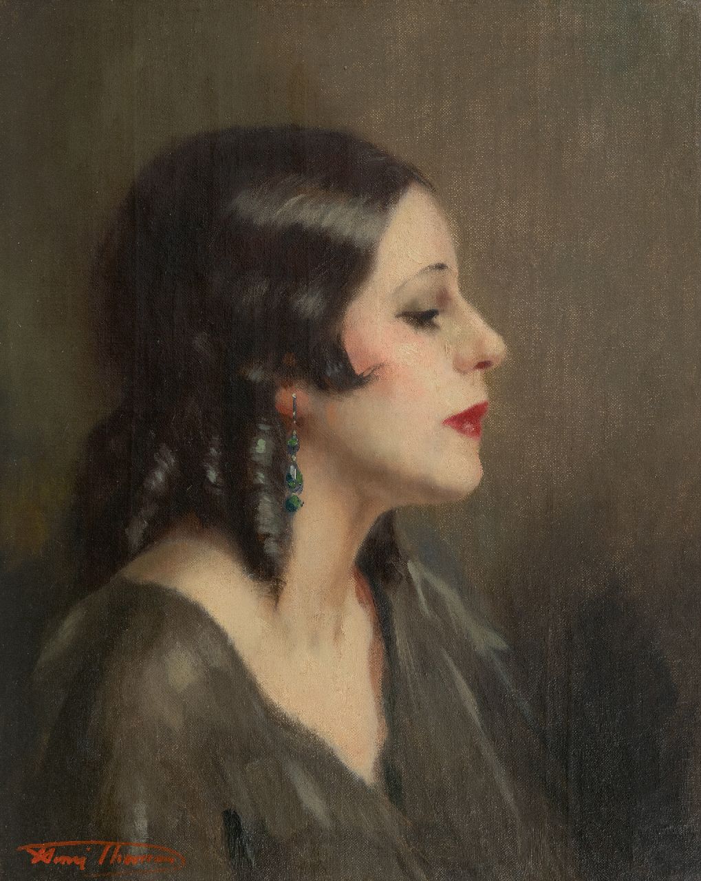 Thomas H.J.  | Henri Joseph Thomas | Paintings offered for sale | Portrait of a woman, in profile, oil on canvas 50.3 x 40.4 cm, signed l.l.