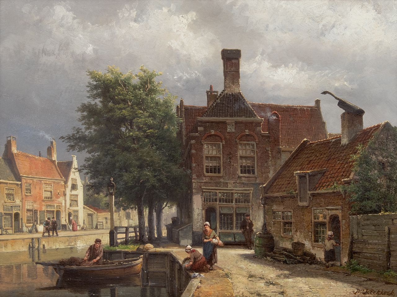 Koekkoek W.  | Willem Koekkoek | Paintings offered for sale | Canal in Haarlem, oil on panel 41.7 x 56.2 cm, signed l.r. and dated  on the reverse 1877