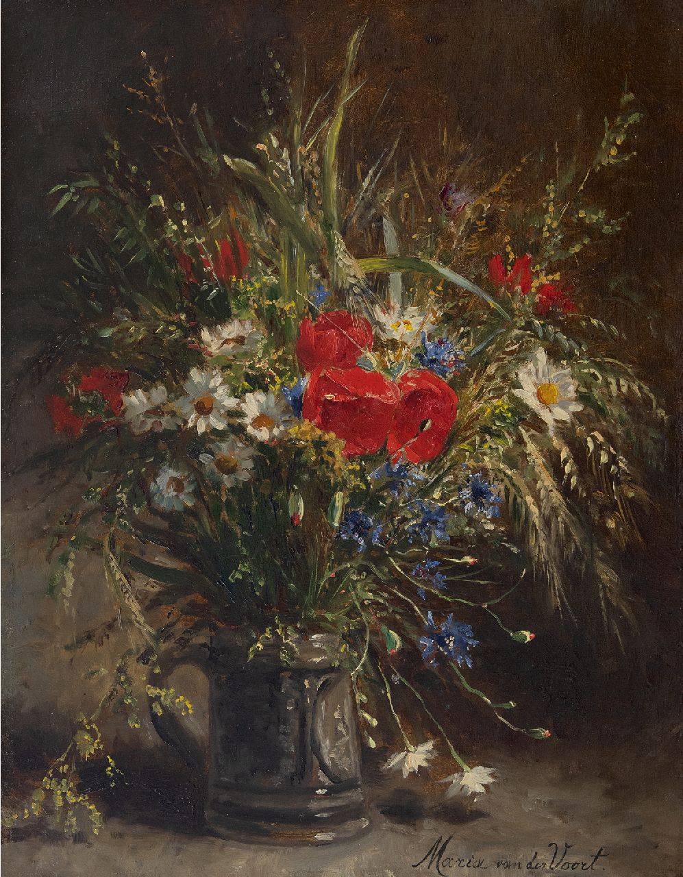 Voort in de Betouw-Nourney M. van der | Maria van der Voort in de Betouw-Nourney | Paintings offered for sale | A bouquet  of wild flowers, oil on canvas 53.8 x 41.5 cm, signed l.r.