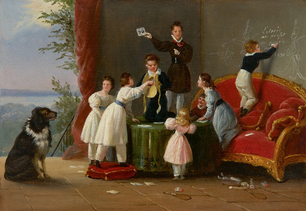 Édouard Henri Théophile Pingret | Lottery of the poor, oil on panel, 17.5 x 25.5 cm, signed l.r. and dated 1831