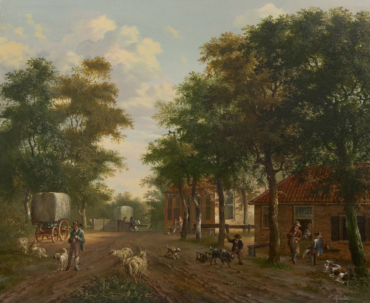 Renard F.T.  | Fredericus Theodorus Renard | Paintings offered for sale | Rural activities in a village, oil on panel 52.1 x 63.4 cm, signed l.r.