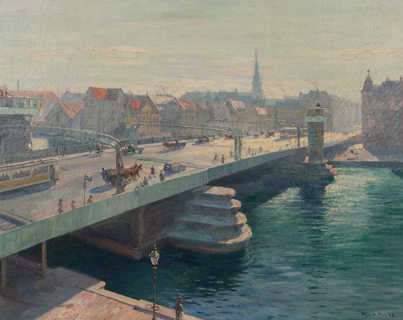 Panitzsch R.  | Robert Panitzsch | Paintings offered for sale | The new Knippelsbro Bridge in Copenhagen, oil on canvas 75.5 x 95.6 cm, signed l.r. and dated '38