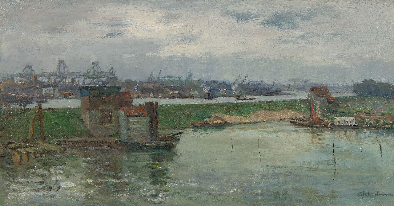 Schulman D.  | David Schulman | Paintings offered for sale | A view of the Amsterdam-Rijnkanaal, oil on canvas 40.5 x 75.0 cm, signed l.r. and painted in 1960