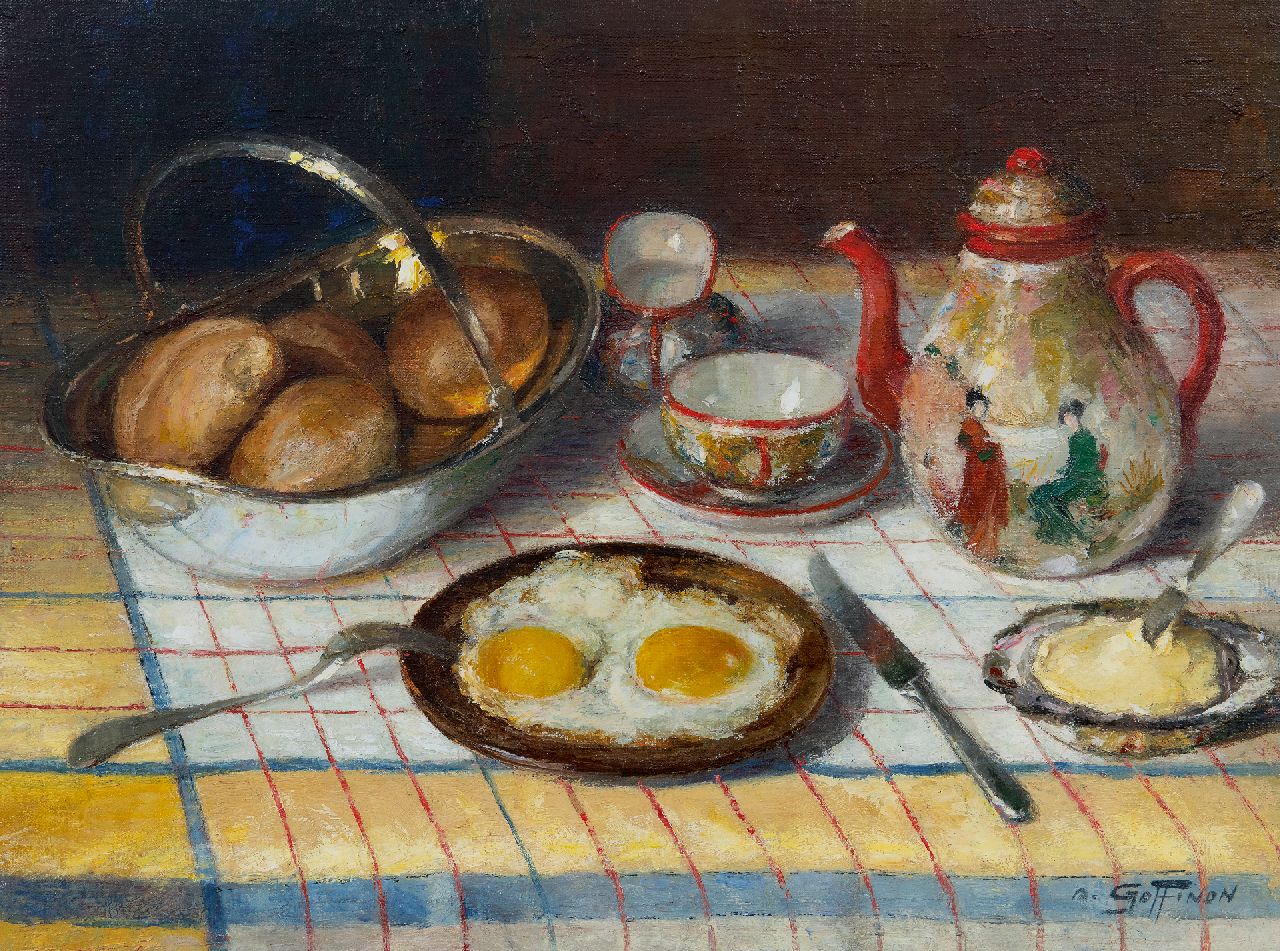 Goffinon A.  | Aristide Goffinon, Breakfast still life, oil on canvas 45.3 x 60.3 cm, signed l.r.
