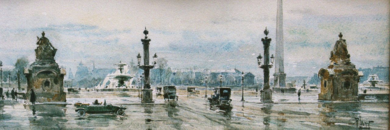 Leverd R.  | René Leverd, Place de la Concorde, mixed media on paper 14.0 x 37.5 cm, signed l.r.