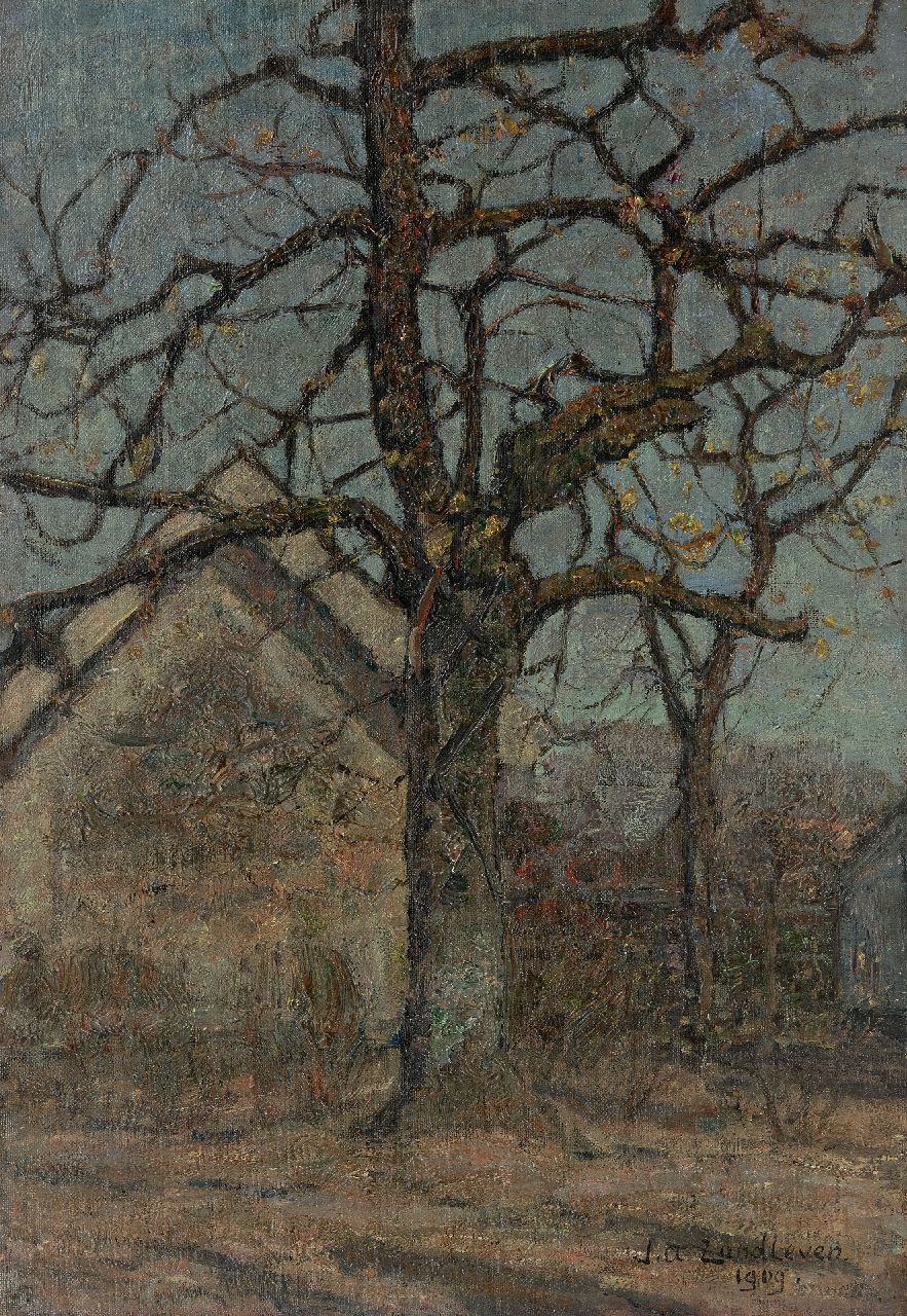 Zandleven J.A.  | Jan Adam Zandleven | Paintings offered for sale | Tree, oil on canvas laid down on board 50.5 x 35.5 cm, signed l.r. and dated 1909