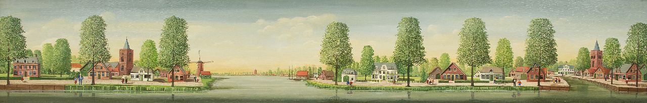 Jaap ter Haar | Dutch villages on a canal, oil on panel, 30.2 x 180.2 cm, signed l.r.