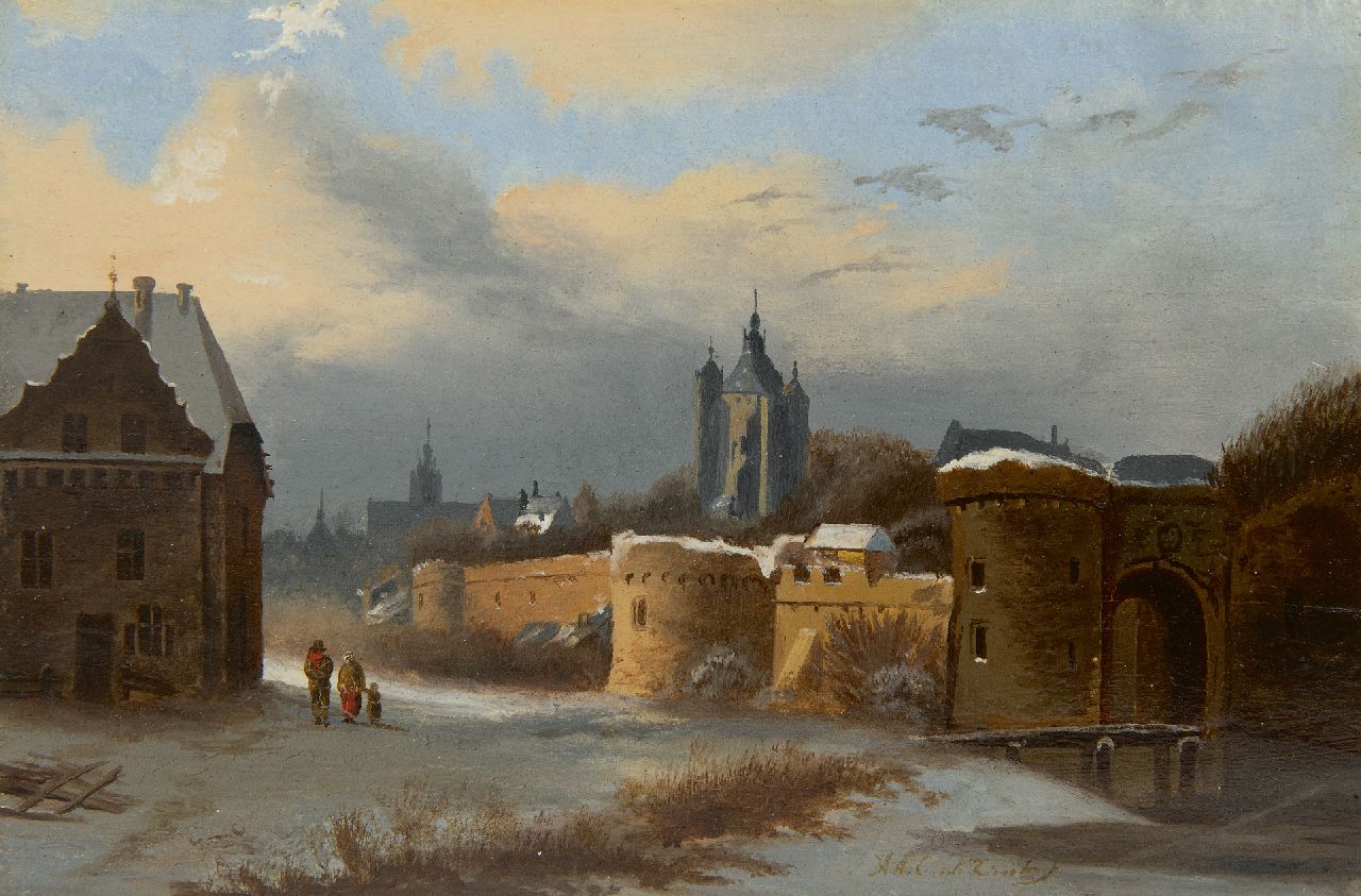 Zant A.A.C. van 't | Arnoldus Antonius Christianus van 't Zant | Paintings offered for sale | View of a fortified town, oil on panel 16.7 x 24.8 cm, signed l.r.