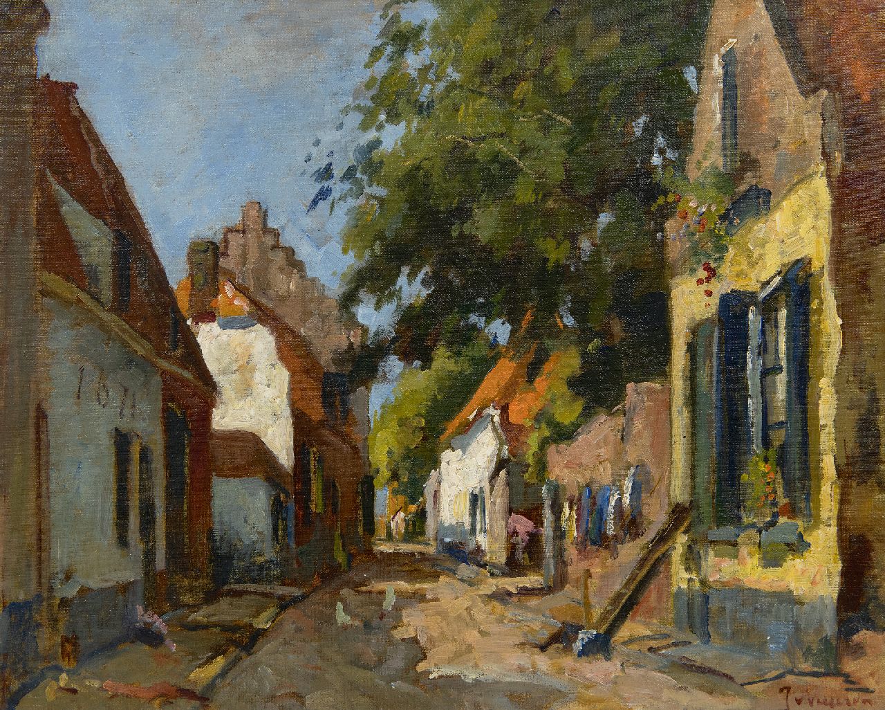 Vuuren J. van | Jan van Vuuren | Paintings offered for sale | Sunny village street, oil on canvas 40.0 x 50.1 cm, signed l.r.