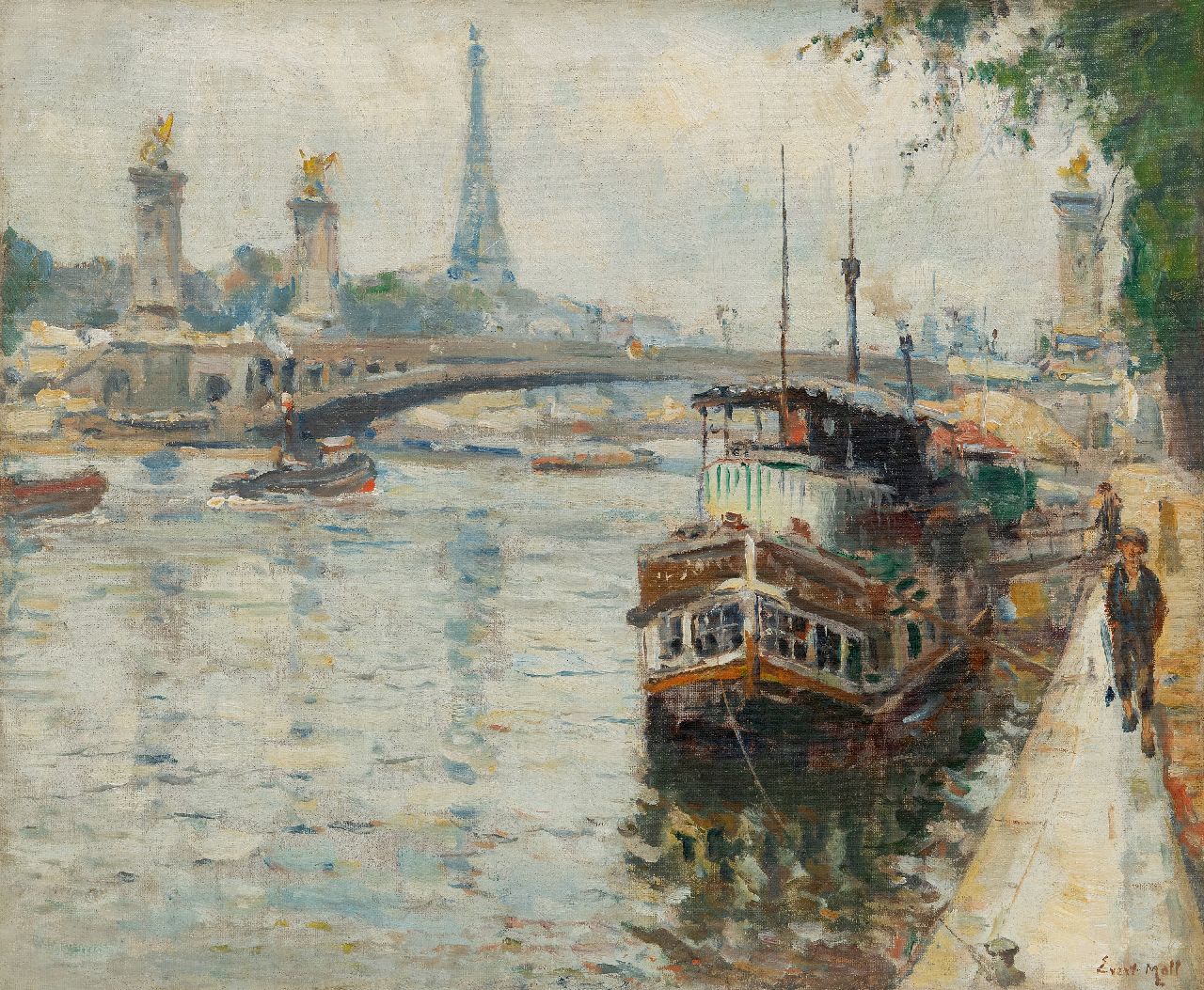 Moll E.  | Evert Moll | Paintings offered for sale | The Seine and the Pont Alexandre III in Paris, oil on canvas 50.4 x 60.6 cm, signed l.r and painted ca. 1925