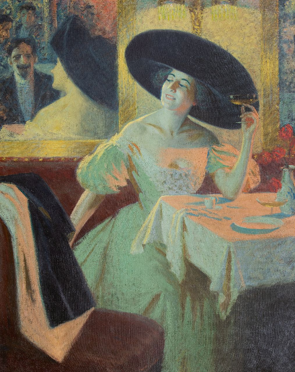 Reynolds W.J.  | 'Wellington' Jarard Reynolds, Au Café Parisienne, oil on canvas 142.5 x 112.5 cm, signed on the reverse