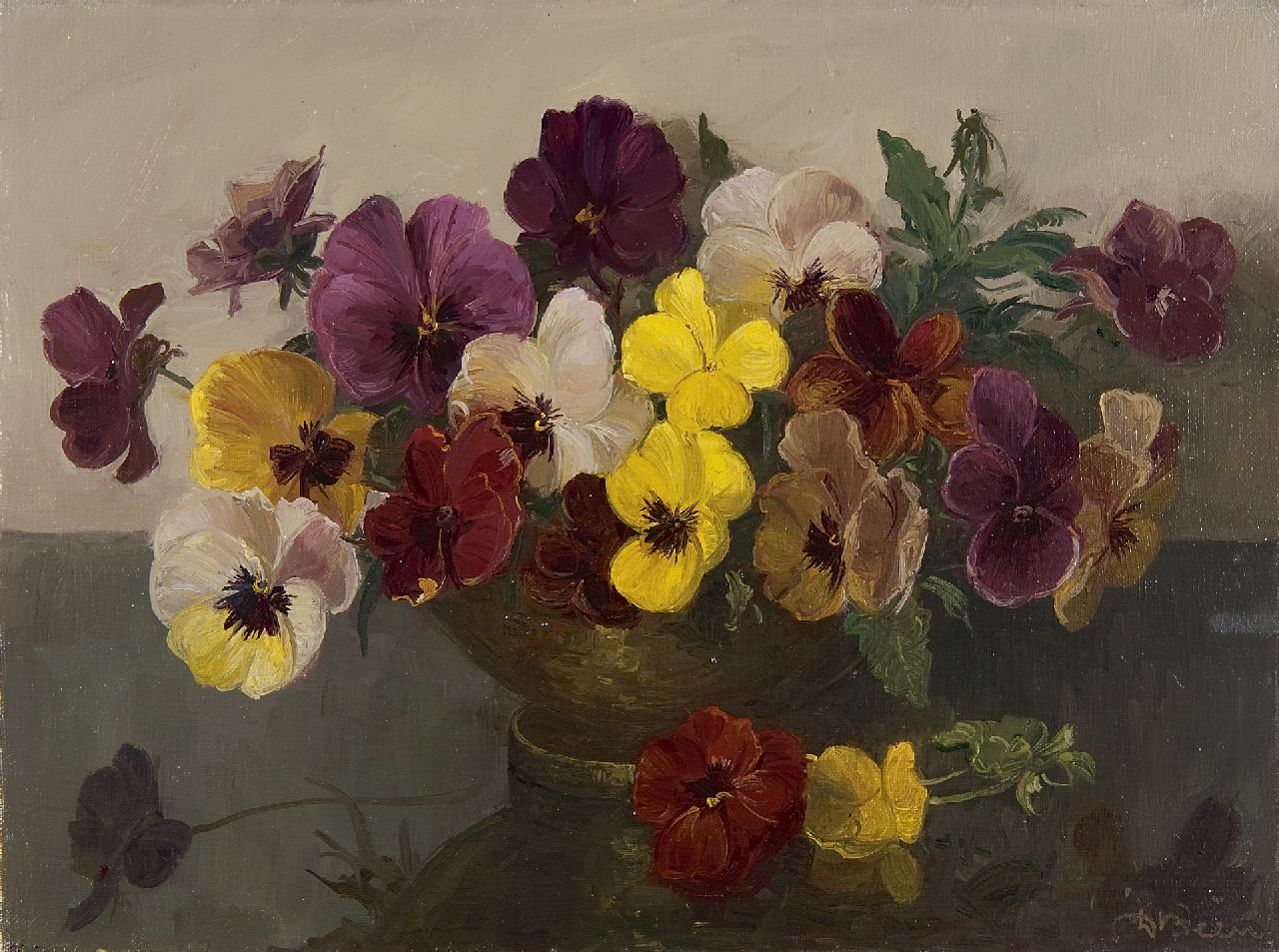 Been D.  | Daniël Been, Violets, oil on canvas 30.5 x 40.5 cm, signed l.r.