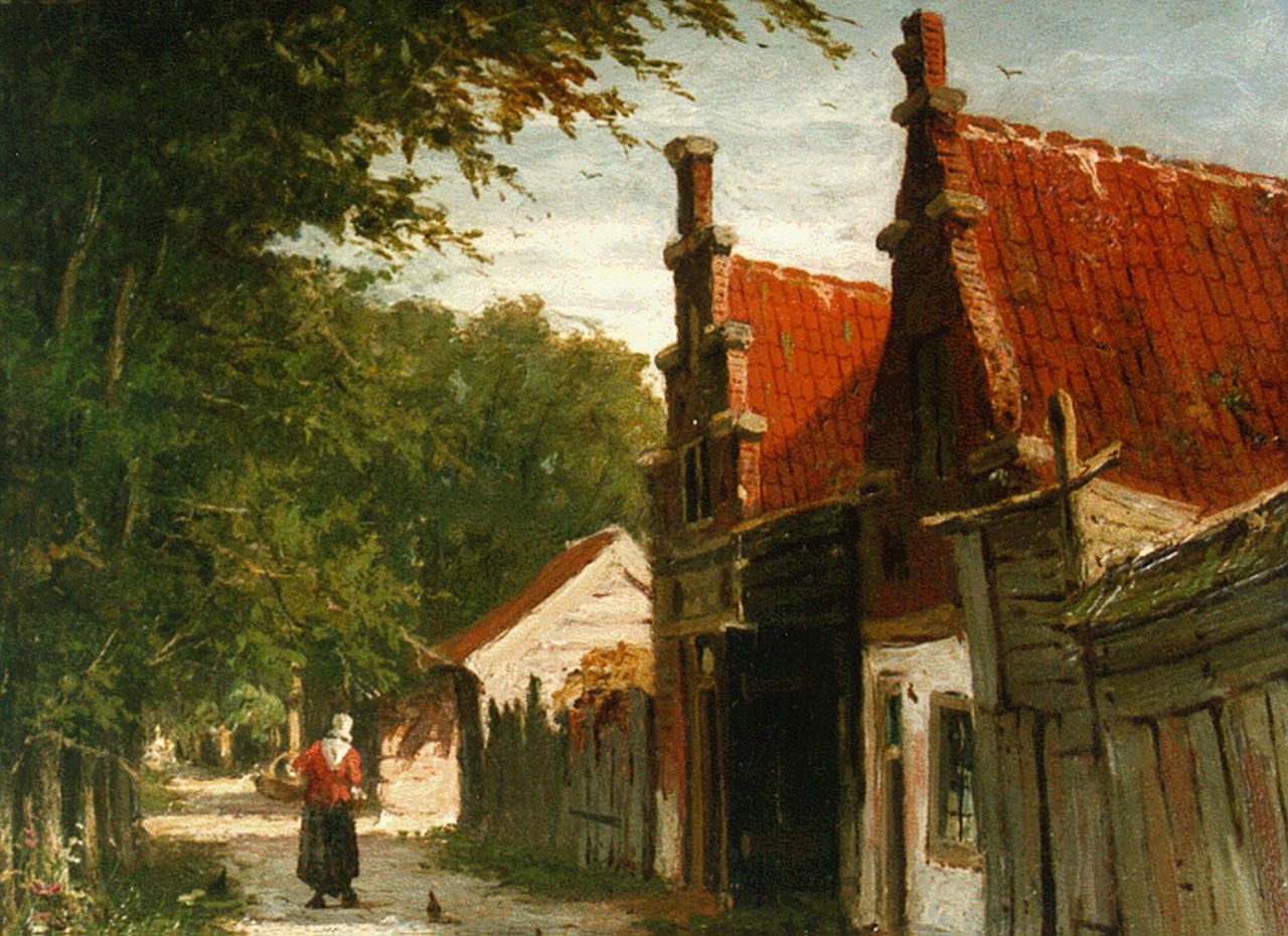 Mittertreiner J.J.  | Johannes Jacobus Mittertreiner, A sunlit townview, oil on panel 15.2 x 19.0 cm, signed l.r.