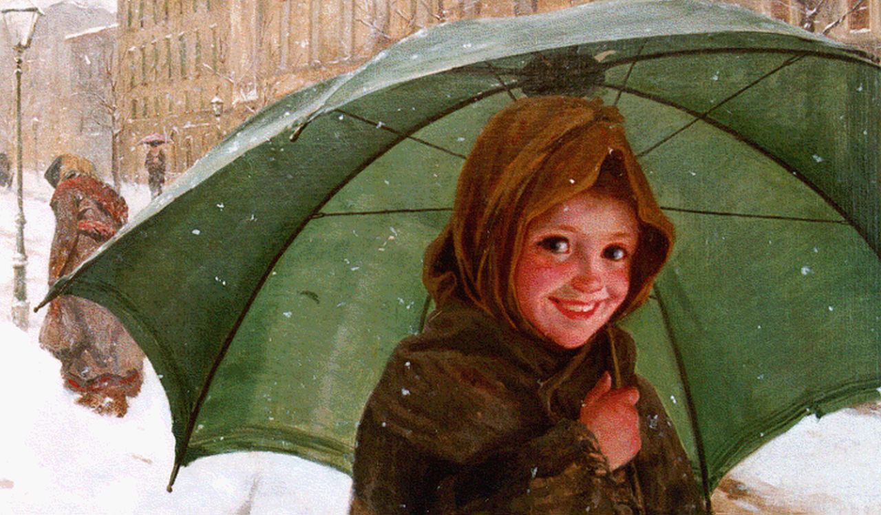 Belimbau A.  | Adolfo Belimbau, A snow shower, 44.5 x 64.3 cm, signed l.l.