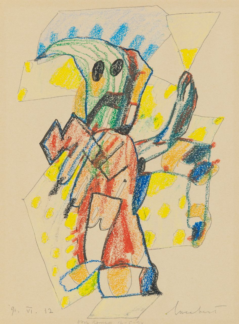 Lucebert (Lubertus Jacobus Swaanswijk)   | Lucebert (Lubertus Jacobus Swaanswijk) | Watercolours and drawings offered for sale | Untitled, graphite and watercolor on paper 32.2 x 23.7 cm, signed l.r. and dated 91.VI.12