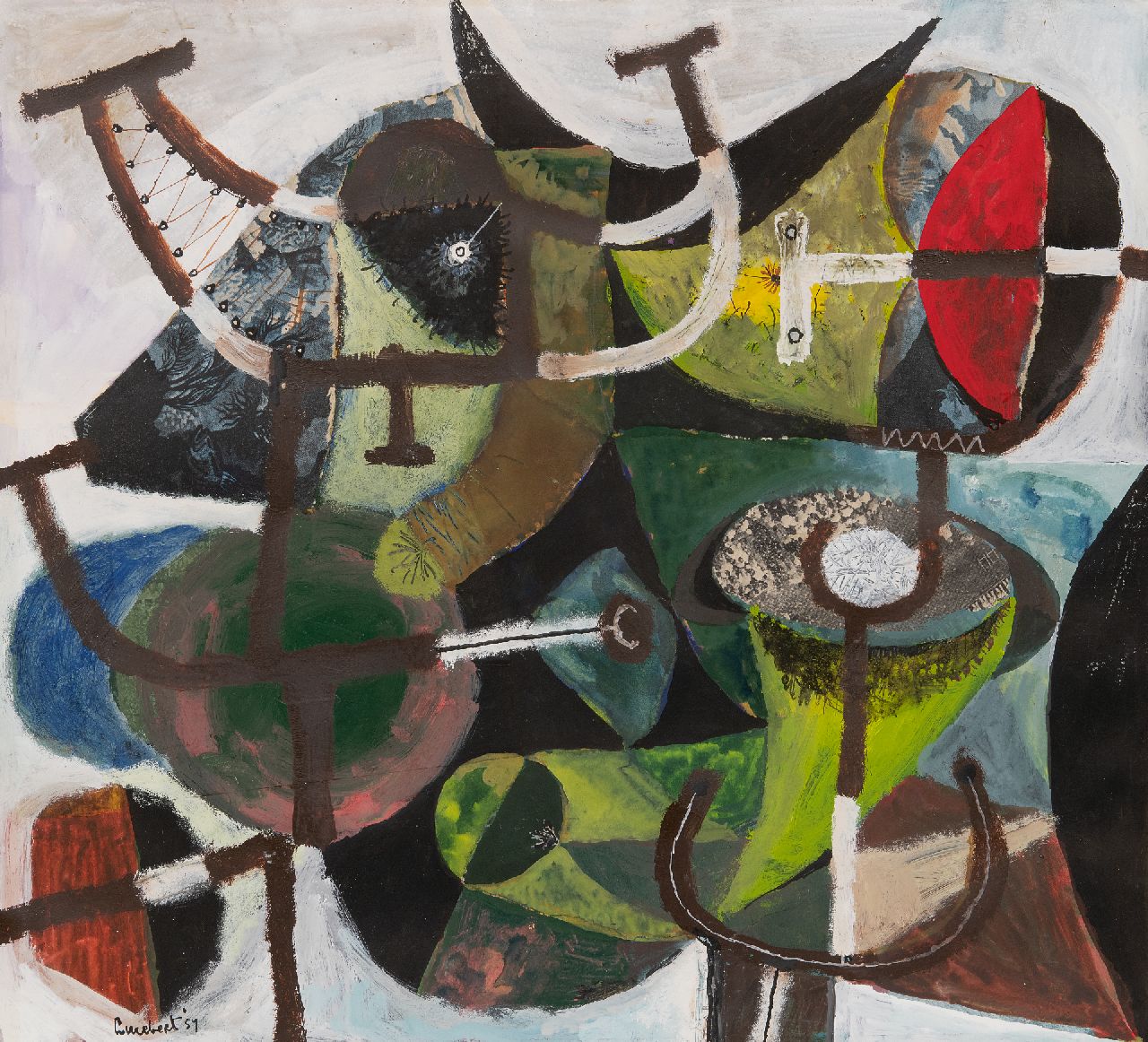 Lucebert (Lubertus Jacobus Swaanswijk)   | Lucebert (Lubertus Jacobus Swaanswijk) | Watercolours and drawings offered for sale | Untitled, gouache on paper 42.7 x 47.1 cm, signed l.l. and dated '54