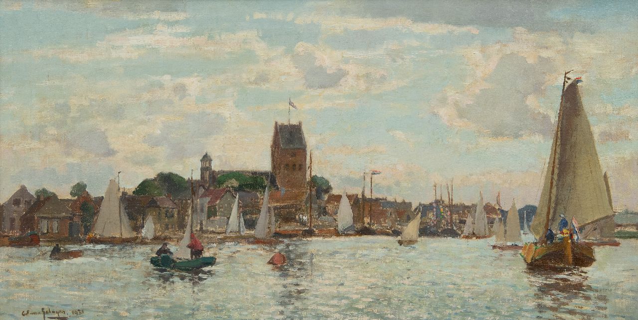 Schagen G.F. van | Gerbrand Frederik van Schagen | Paintings offered for sale | Back from the sailing race at Grou, oil on canvas 30.0 x 50.0 cm, dated 1931