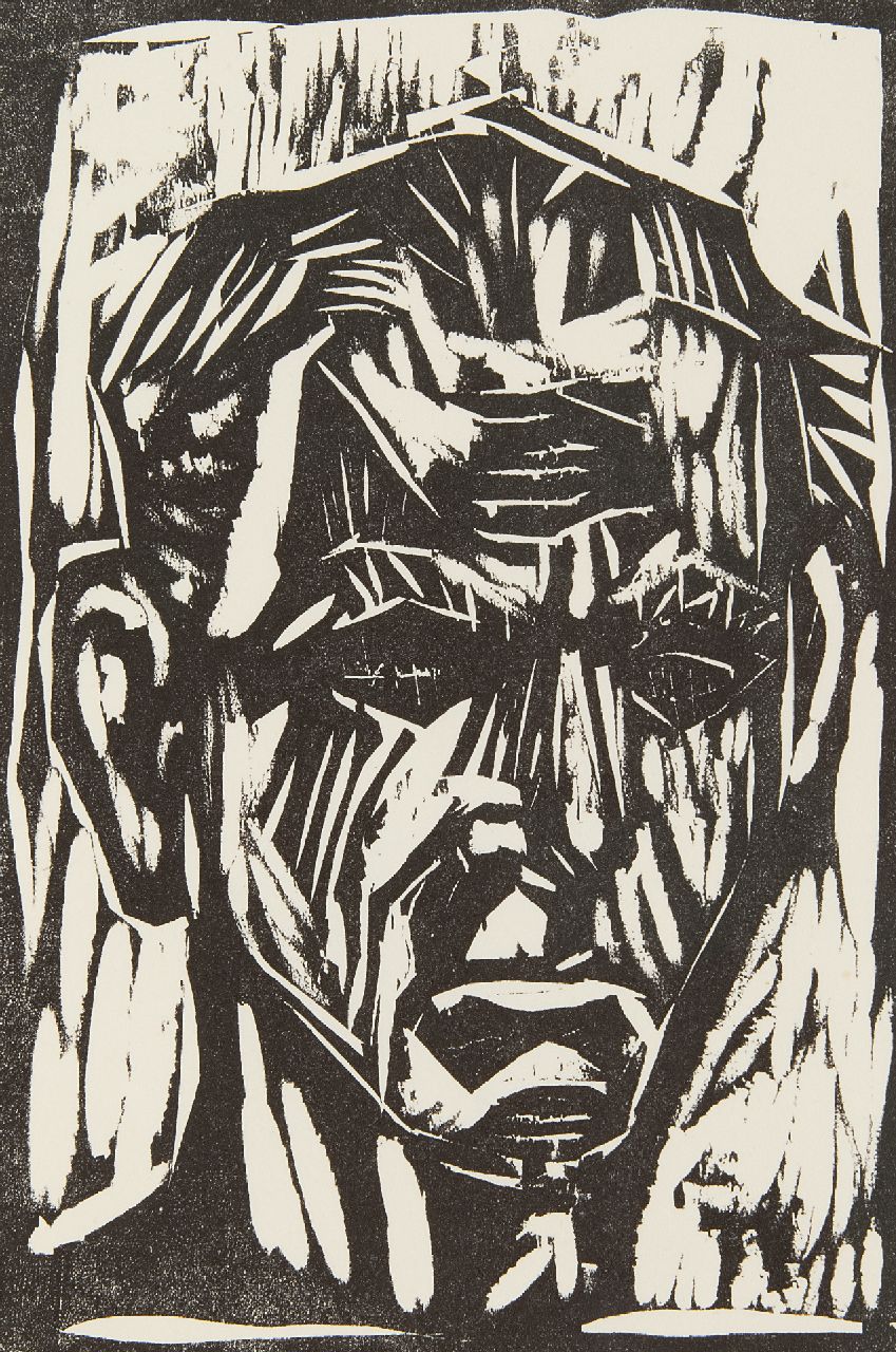 Dix W.H.O.  | Wilhelm Heinrich 'Otto' Dix | Prints and Multiples offered for sale | Self portrait, woodcut 20.8 x 14.3 cm, executed in 1960