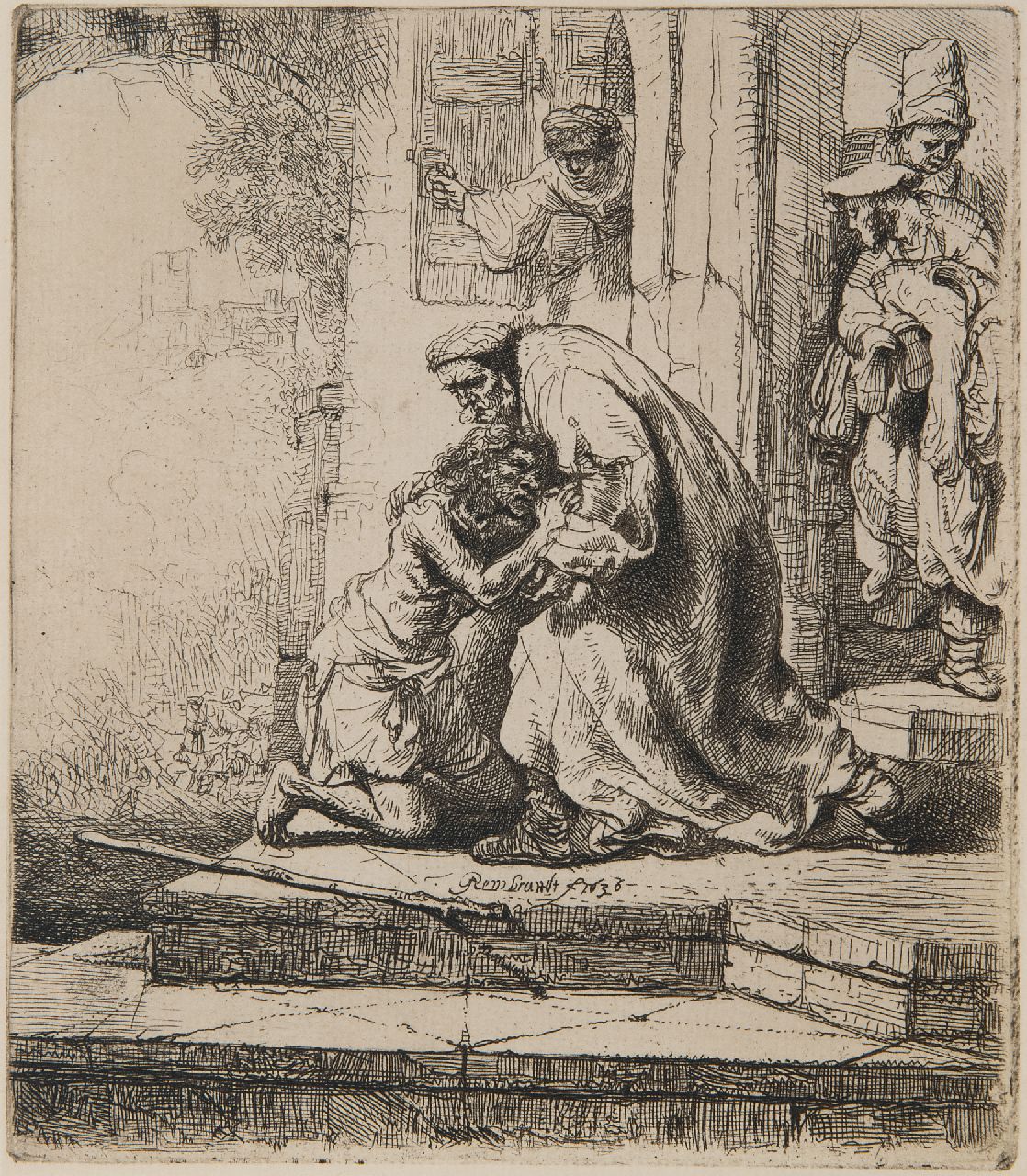Rembrandt (Rembrandt Harmensz. van Rijn)   | Rembrandt (Rembrandt Harmensz. van Rijn), The return of the prodigal son, etching 15.6 x 13.6 cm, signed l.c. (in the plate) and dated 1636 (in the plate)