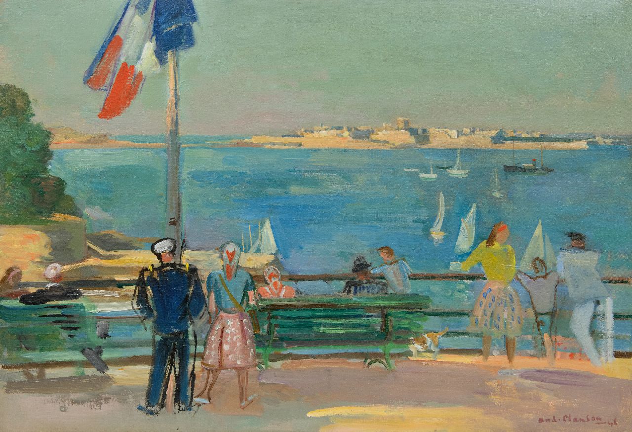 Planson A.  | André Planson | Paintings offered for sale | On the boulevard, oil on canvas 49.6 x 72.5 cm, signed l.r. and dated '46