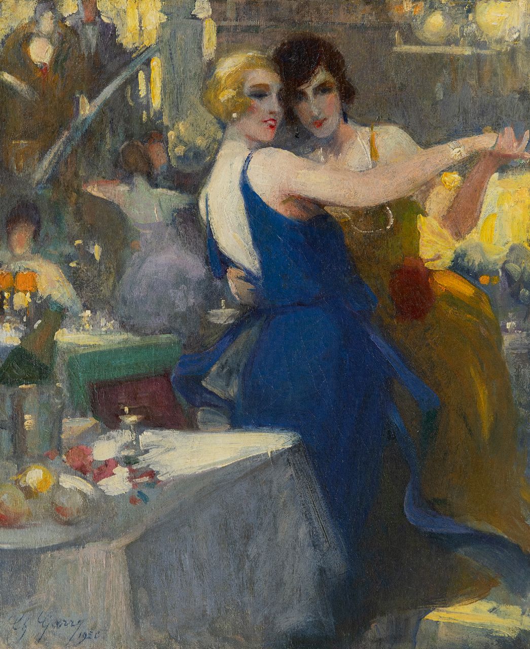 Garry C.  | Charley Garry, Two dancing women, oil on canvas 46.4 x 38.5 cm, signed l.l. and dated 1920