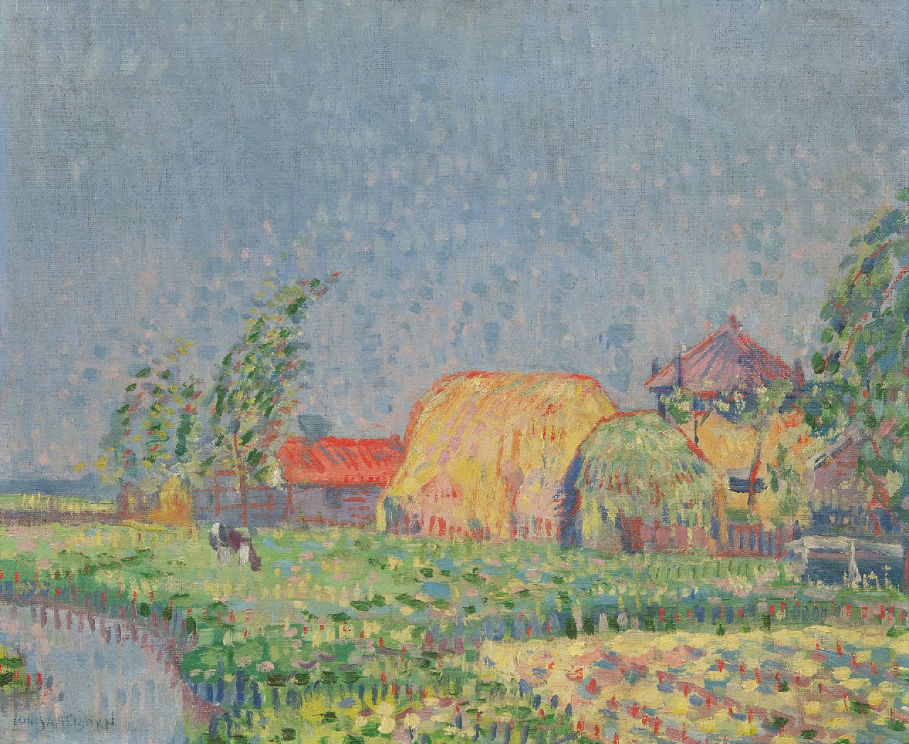 Saalborn L.A.A.  | 'Louis' Alexander Abraham Saalborn, Summer landscape with farm and haystacks, oil on canvas 31.8 x 38.3 cm, signed l.l.