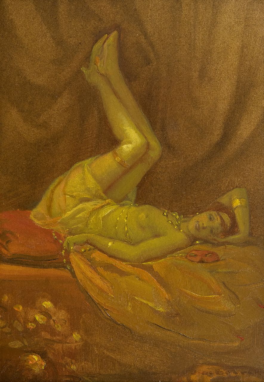 Boever J.F. De | Jan Frans De Boever, Caprice, oil on board 40.0 x 32.0 cm, signed l.r.