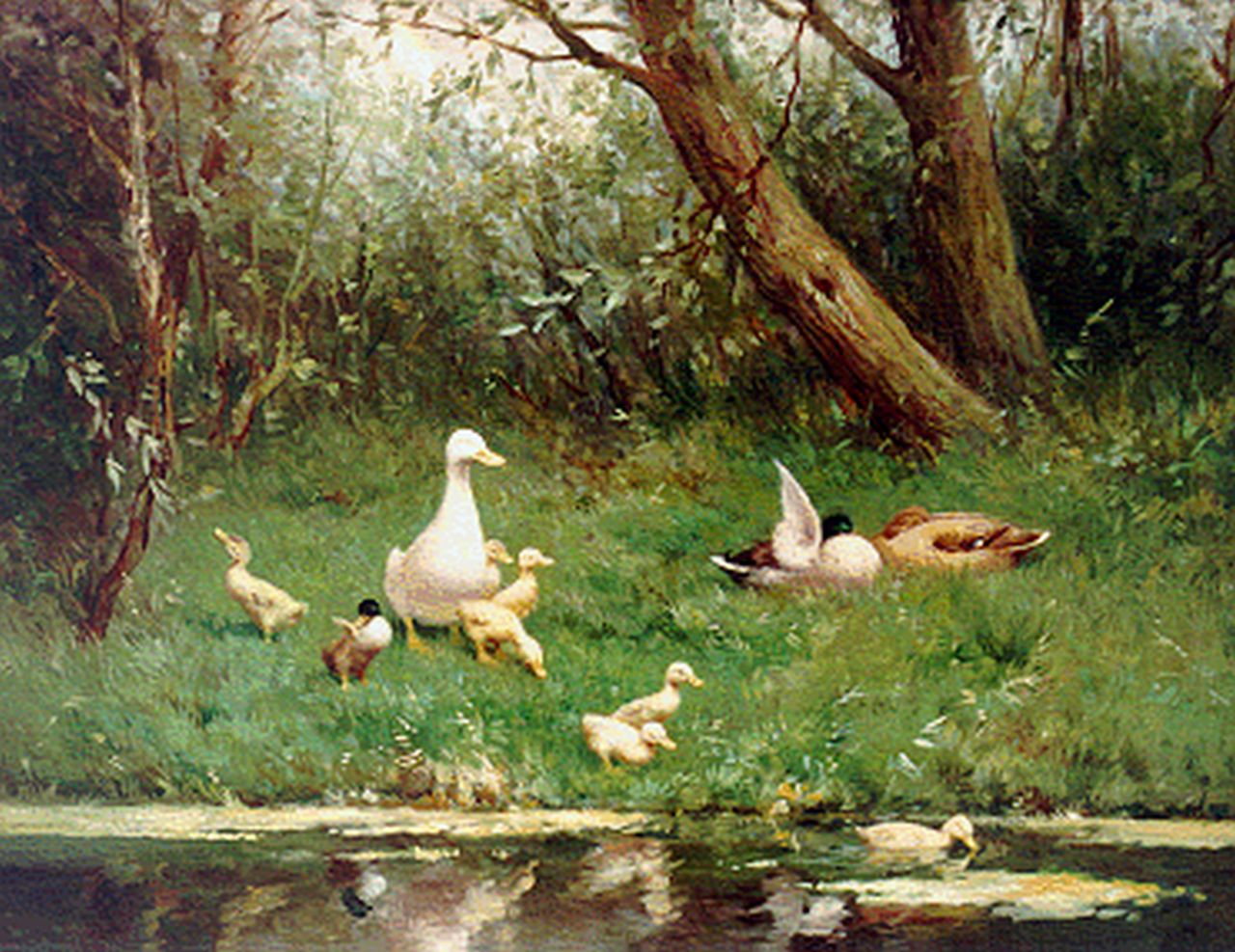 Artz C.D.L.  | 'Constant' David Ludovic Artz, Ducks on the riverbank, oil on canvas 40.0 x 50.0 cm, signed signed l.r.