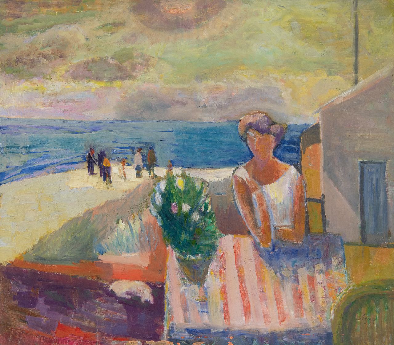 Frederick Bedrich Serger | Terrace near the sea, oil on board, 39.6 x 44.6 cm, signed l.r.