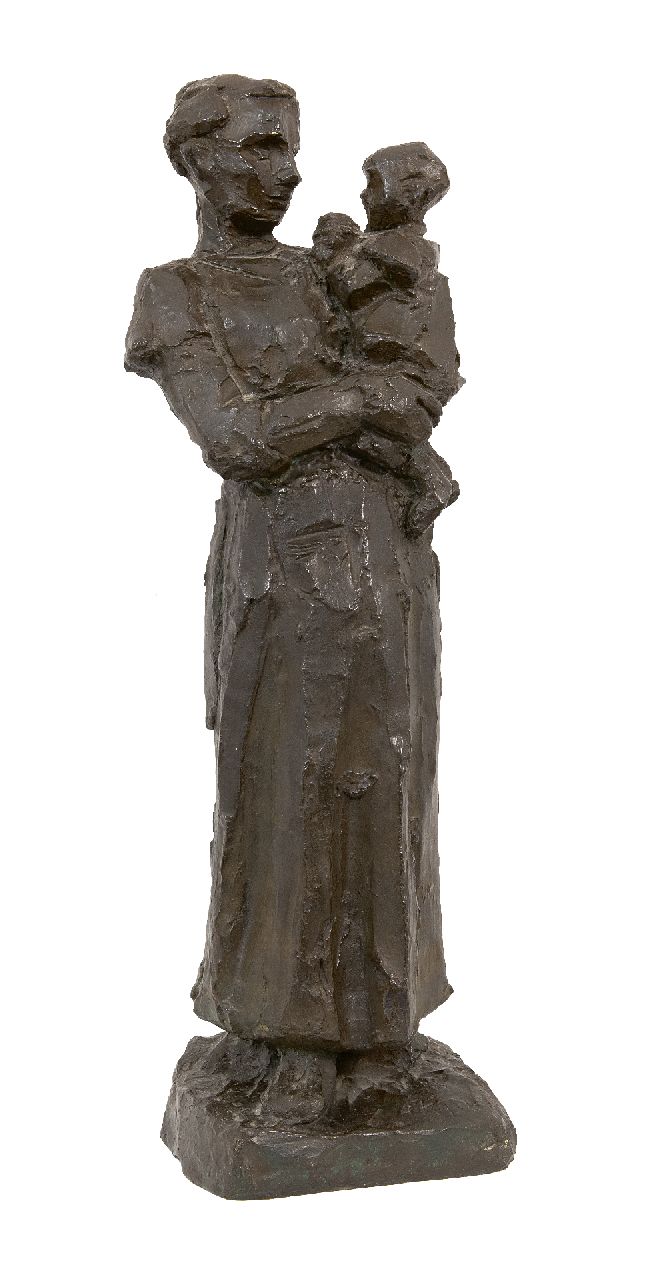 Zijl L.  | Lambertus Zijl | Sculptures and objects offered for sale | Mother and child, bronze 48.0 x 13.0 cm, signed on the base and te dateren ca. 1916