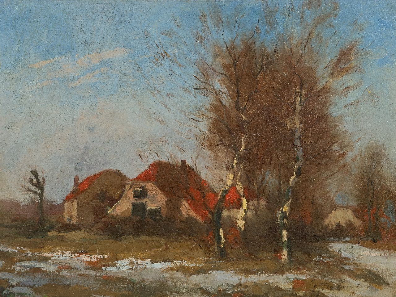 Gert Stegeman | Landscape with melting snow, oil on canvas, 31.8 x 42.2 cm, signed l.r.