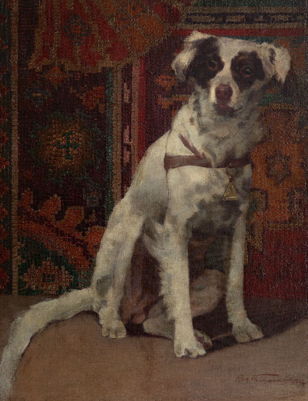 Faulhammer R.  | Richard Faulhammer | Paintings offered for sale | Portrait of a dog, oil on canvas laid down on board 55.1 x 43.1 cm, signed l.r. and dated 1912