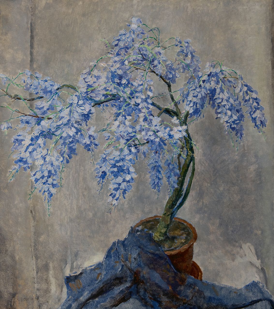 Bobeldijk F.  | Felicien Bobeldijk, Blue Wisteria, oil on canvas 100.3 x 90.3 cm, signed l.l. and verso on label