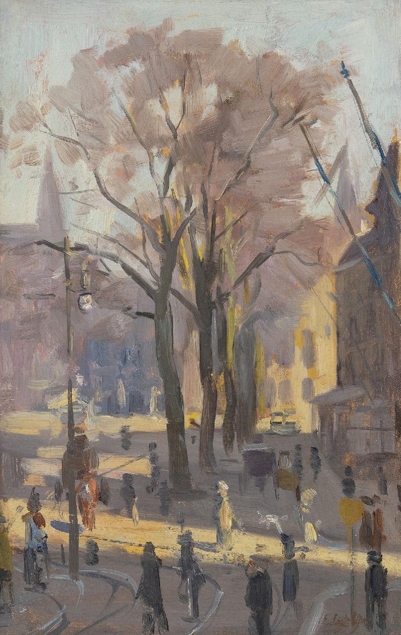 Ligtelijn E.J.  | Evert Jan Ligtelijn | Paintings offered for sale | A lively city square, oil on canvas 40.1 x 26.3 cm, signed l.r.