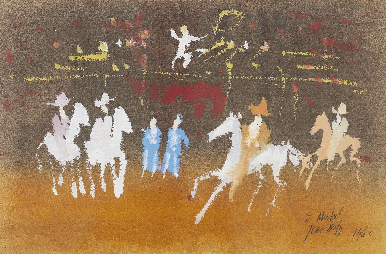 Jean Dufy | Parade mexicaine, gouache on paper, 13.7 x 20.5 cm, signed l.r. and dated 1960