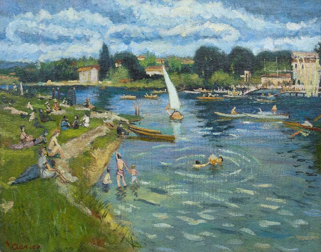 Adrion L.  | Lucien Adrion | Paintings offered for sale | Sunday at the lake, oil on canvas 73.0 x 92.2 cm, signed l.l.