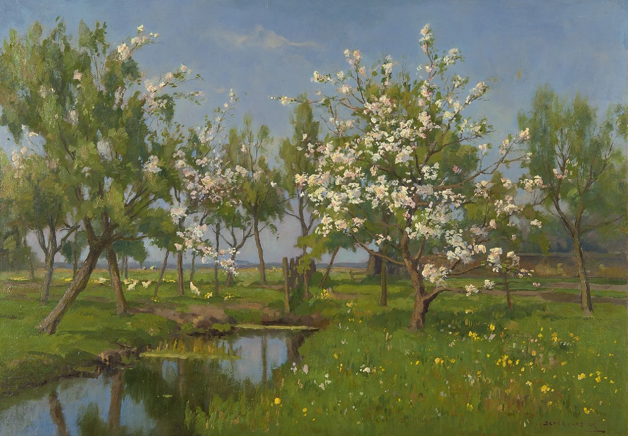 Beek B.A. van | Bernardus Antonie van Beek | Paintings offered for sale | Trees blossoming, oil on painter's board 49.7 x 70.2 cm, signed l.r.