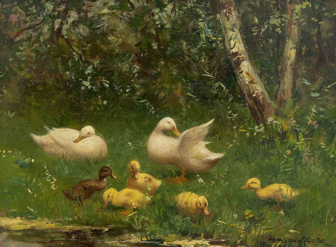Artz C.D.L.  | 'Constant' David Ludovic Artz | Paintings offered for sale | Ducklings on a river bank, oil on panel 18.1 x 24.5 cm, signed l.r.