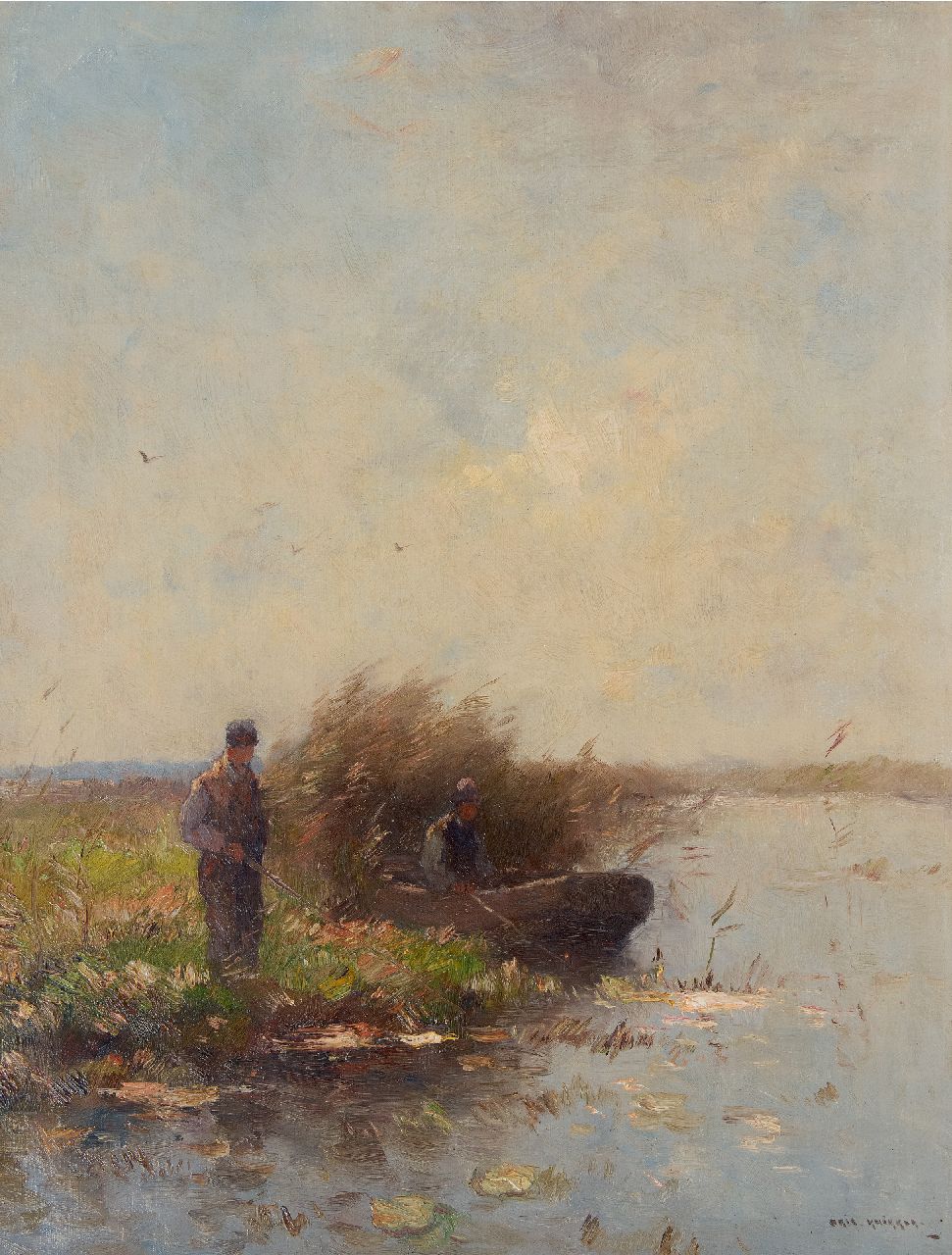 Knikker A.  | Aris Knikker | Paintings offered for sale | Fishing in the reeds, oil on canvas 65.2 x 49.5 cm, signed l.r.
