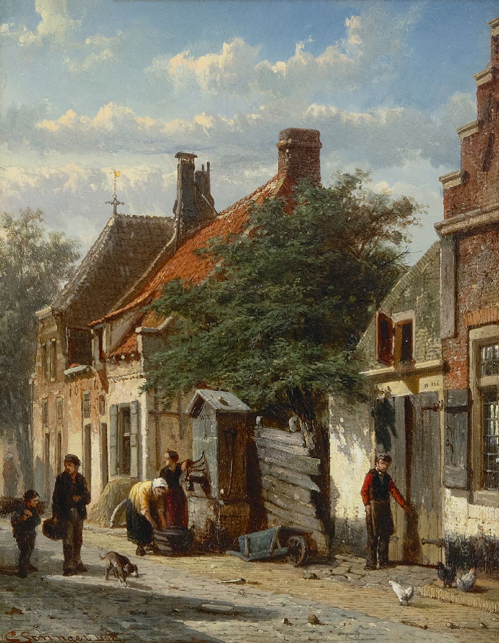 Springer C.  | Cornelis Springer, The Walstraatje in Harderwijk, oil on panel 25.2 x 19.8 cm, signed l.l. and on a label on the reverse and recto and on the reverse dated 1862