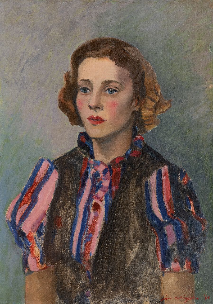 Wiegers J.  | Jan Wiegers | Paintings offered for sale | Woman in a striped blouse, oil on canvas 65.1 x 46.1 cm, signed l.r. and dated '40