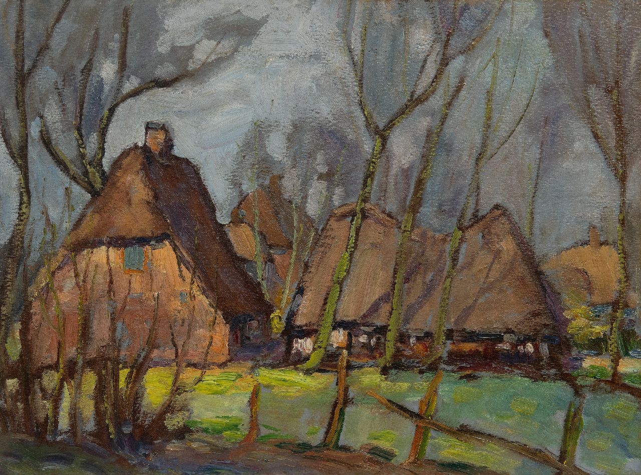 Kruysen J.  | Johannes 'Jan' Kruysen, Farms, oil on painter's board 44.3 x 59.2 cm