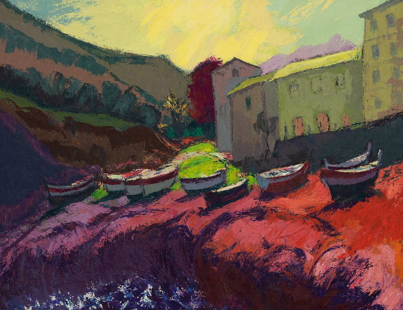 Vries J. de | Jannes de Vries, Porticciolo (Cap Corse), oil on canvas 70.3 x 90.3 cm, signed l.r. and dated '72